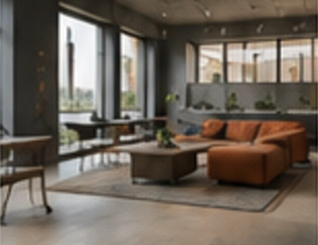Modern living room with garden view